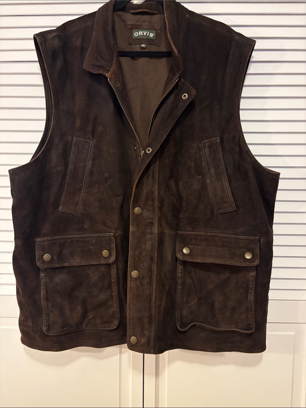 Orvis Dark Brown Suede Vest with Front Pockets